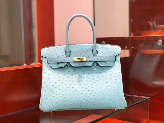 Hermes Birkin Ostrich Leather Cyan