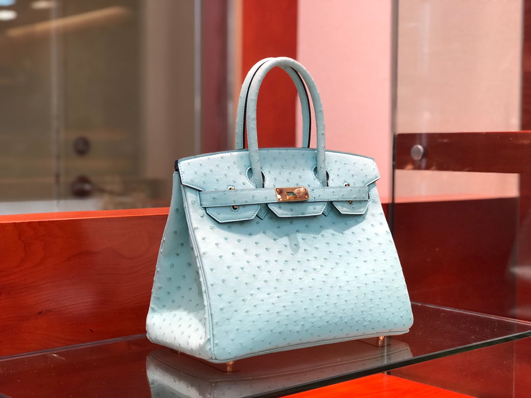 Hermes Birkin Ostrich Leather Cyan