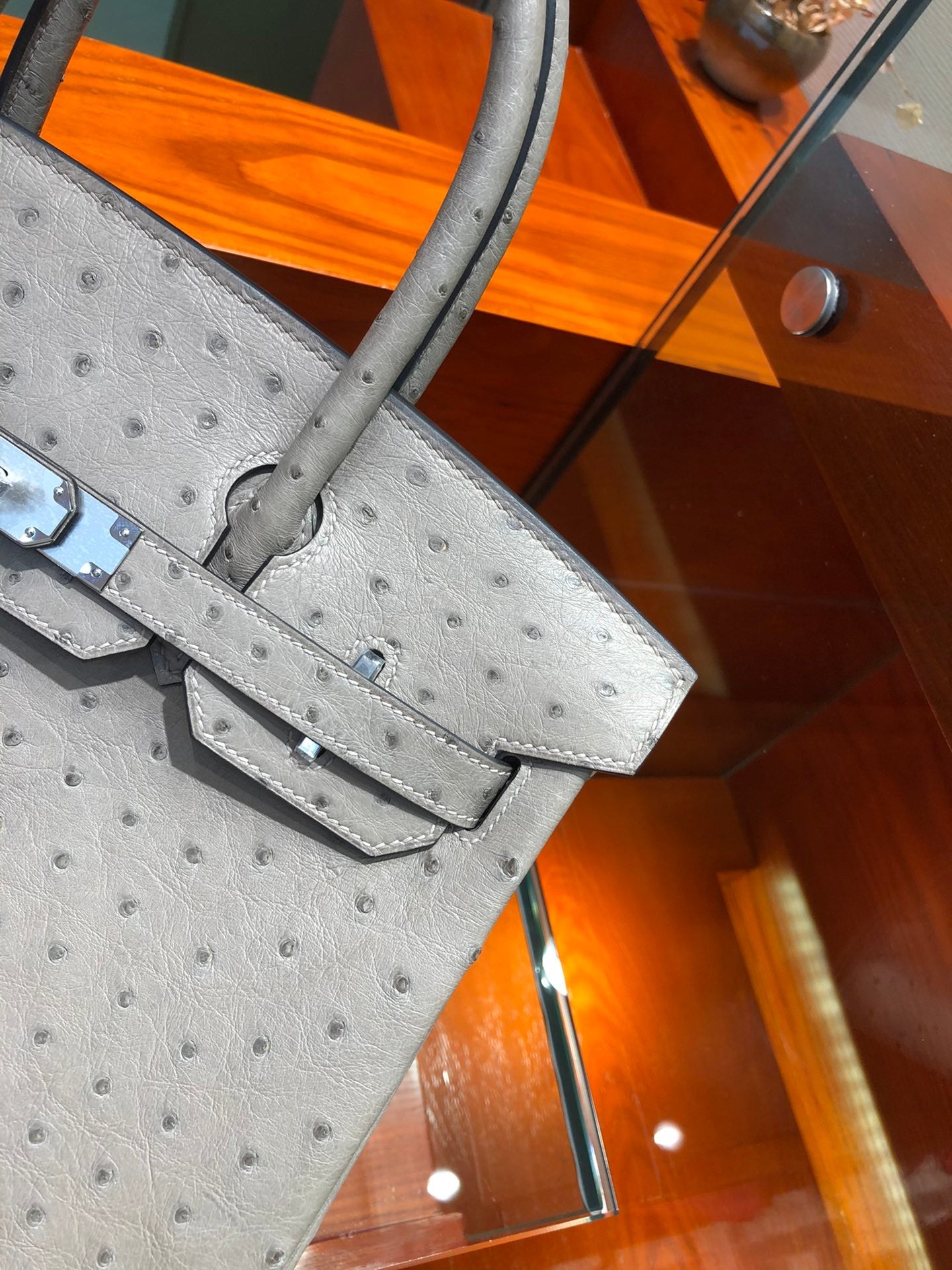 Hermes Birkin Bag Ostrich Leather Grey