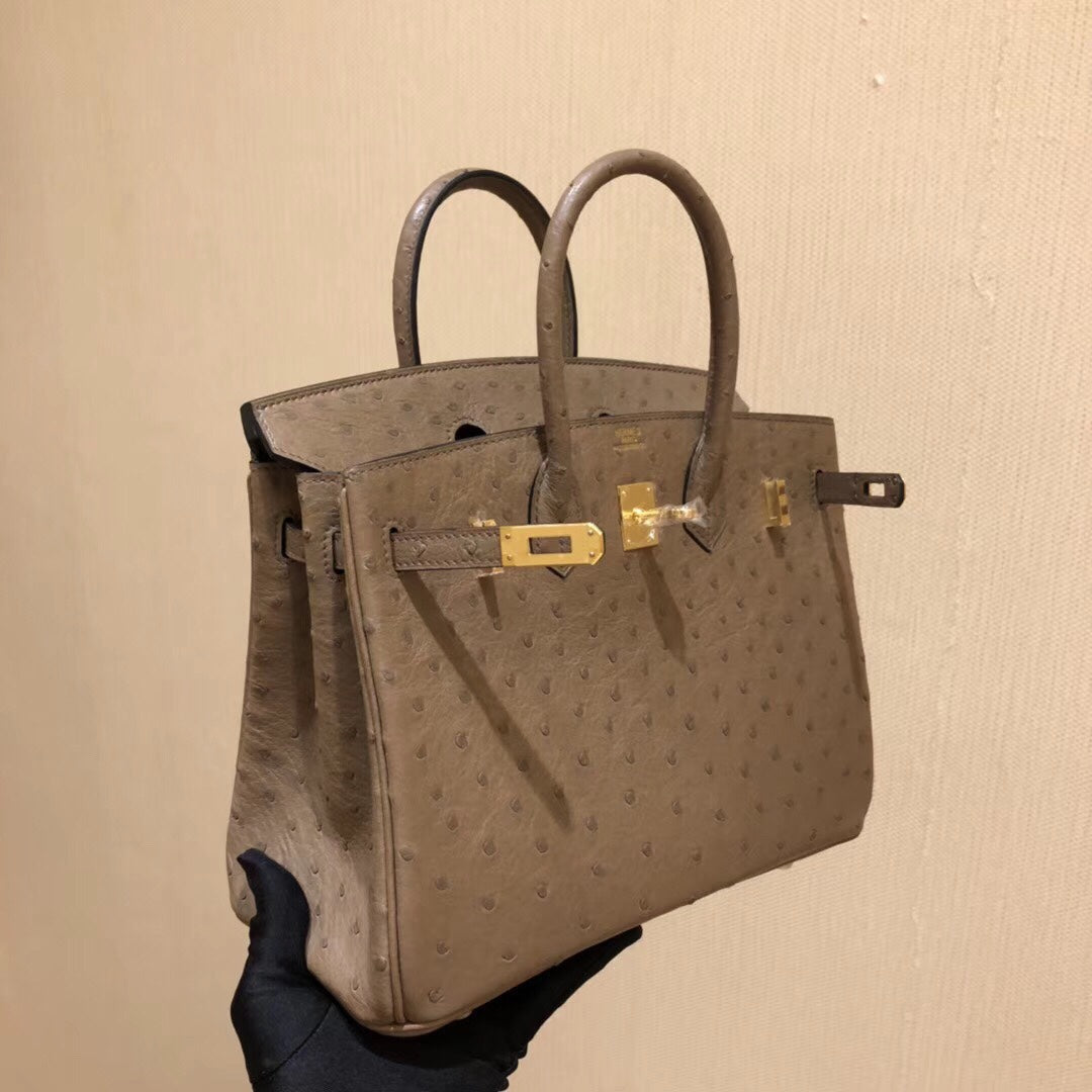 Hermes Birkin Bag Ostrich Leather Brown