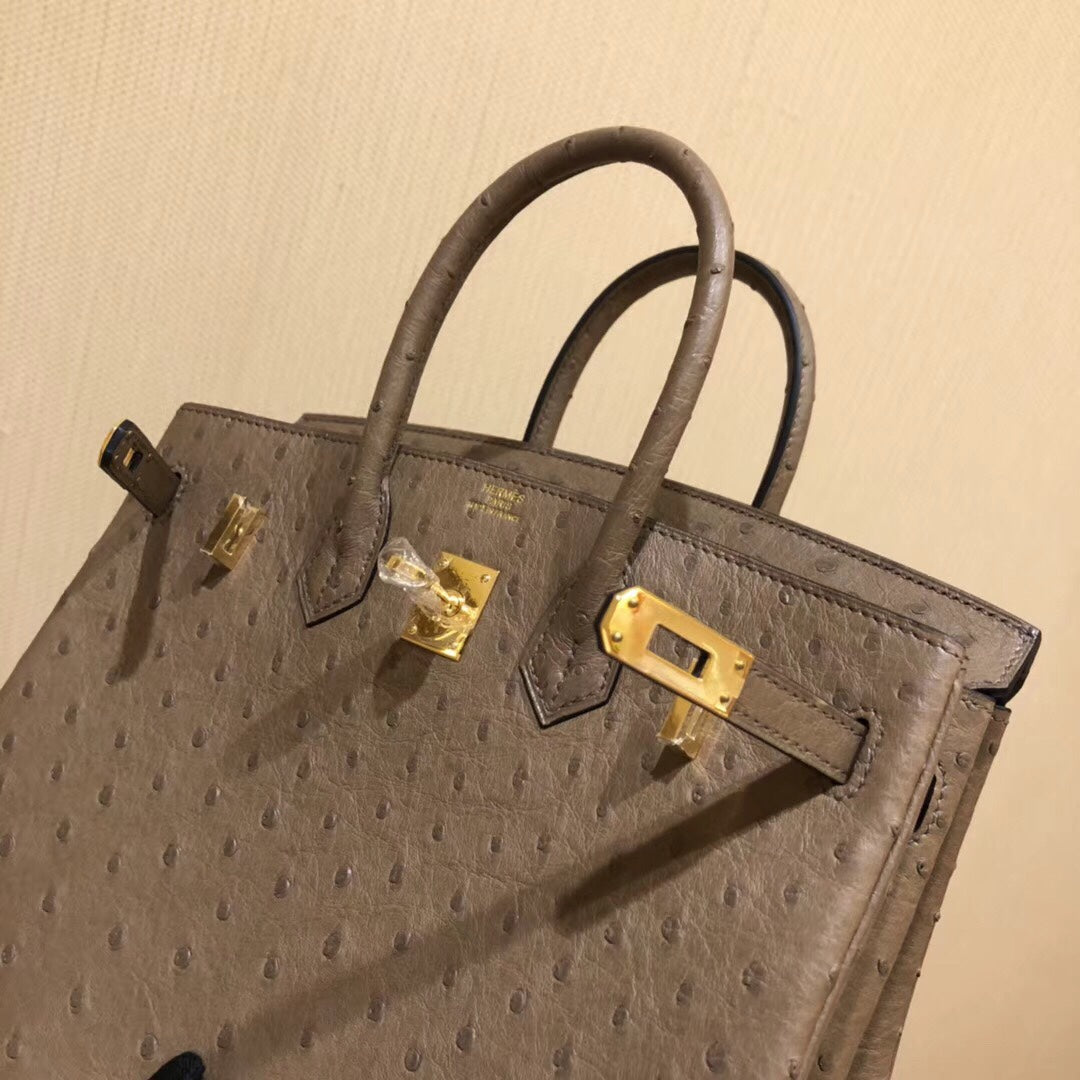 Hermes Birkin Bag Ostrich Leather Brown