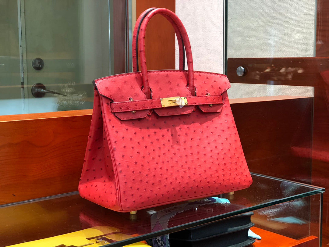 Hermes Birkin Bag Ostrich Leather Rose