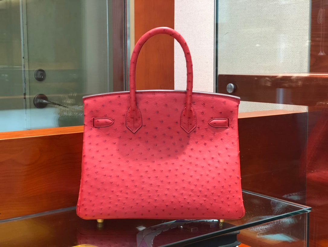 Hermes Birkin Bag Ostrich Leather Rose