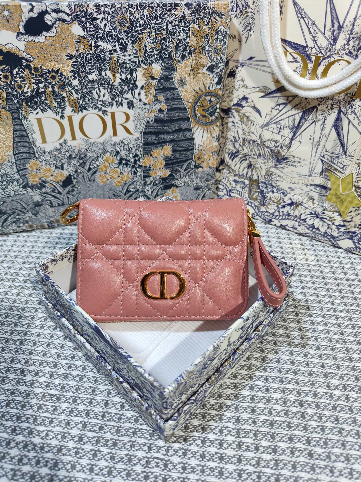 Dior Caro Scarlet Wallet Pink High Grade