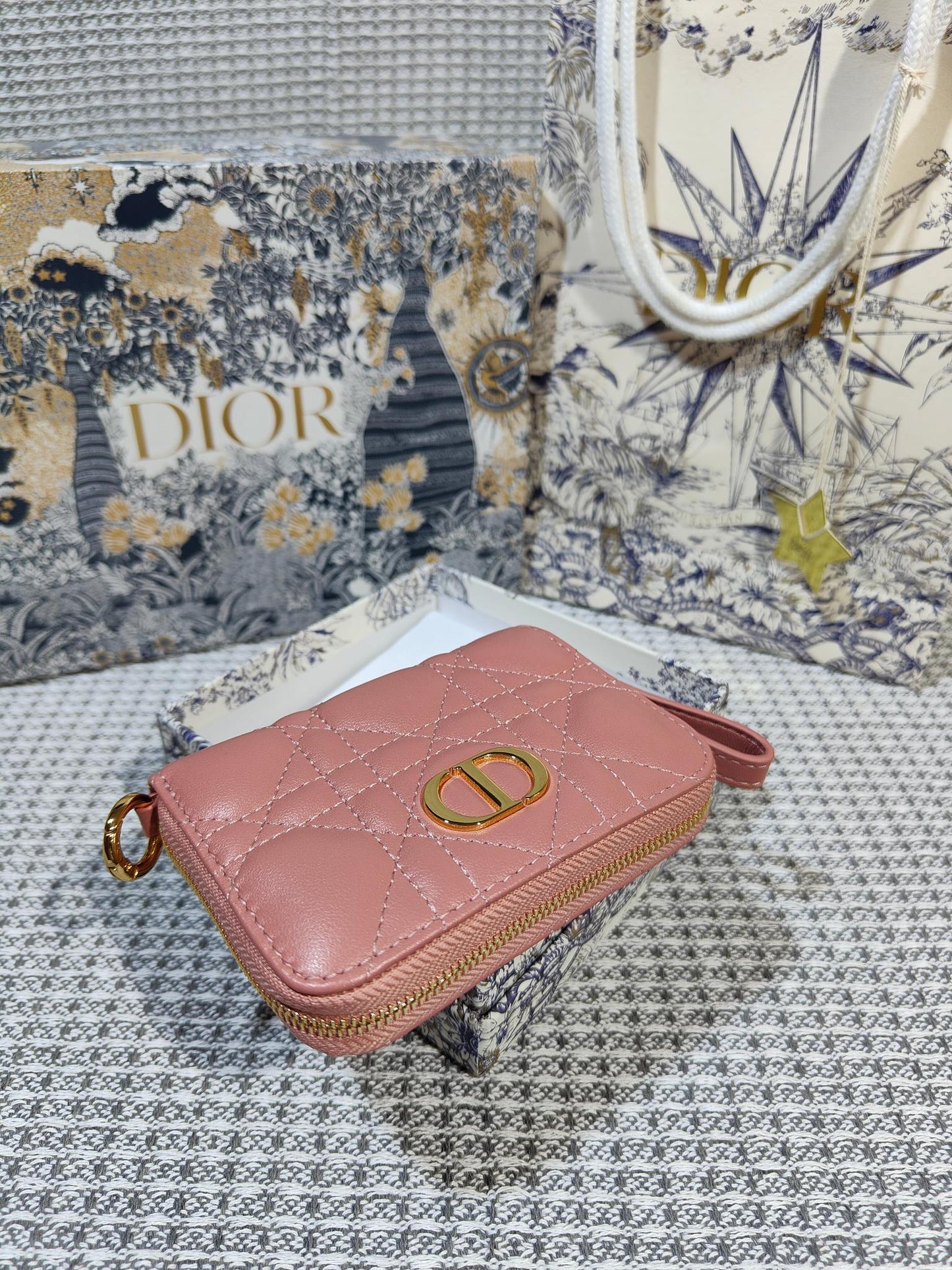 Dior Caro Scarlet Wallet Pink High Grade