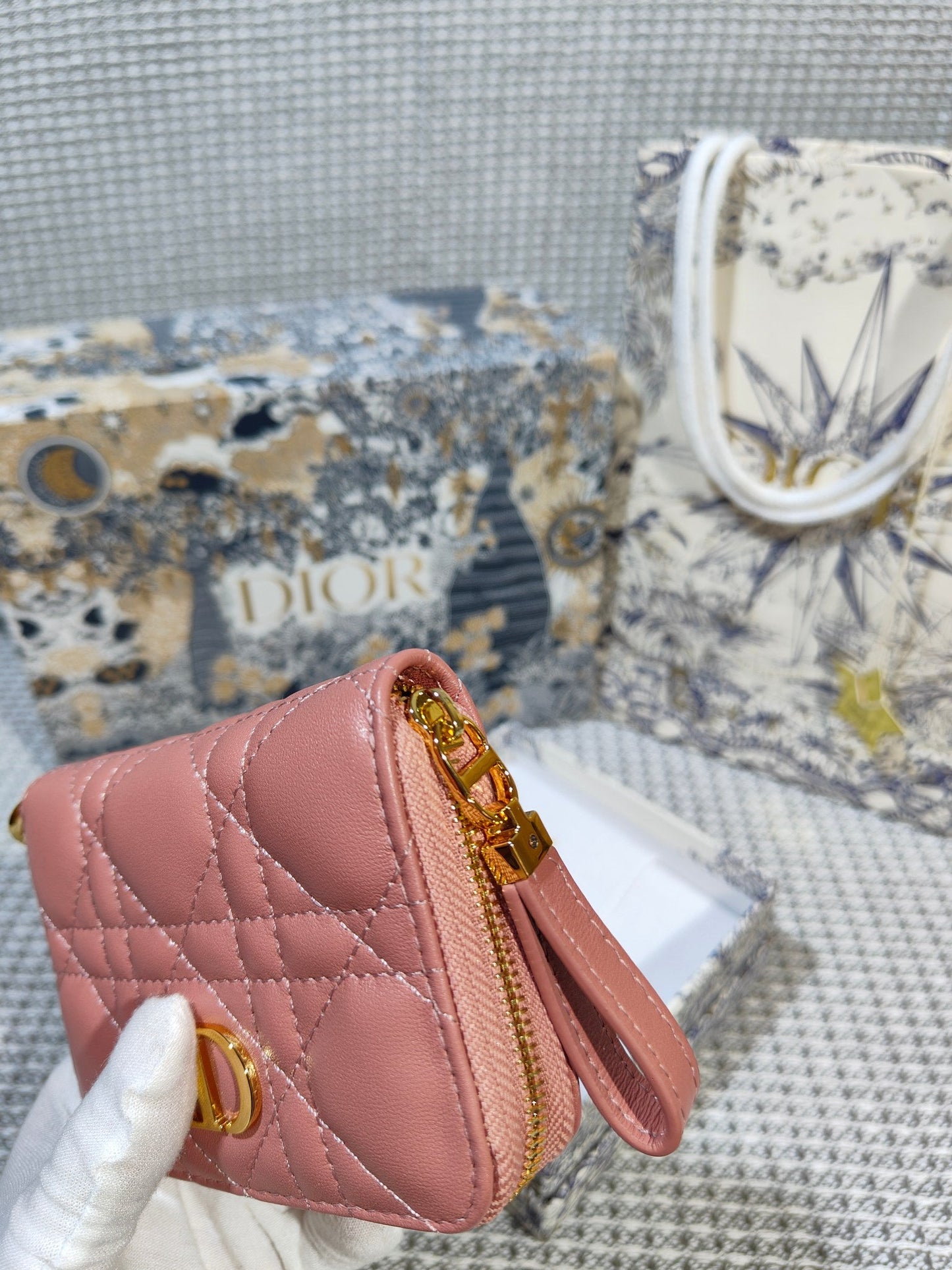 Dior Caro Scarlet Wallet Pink High Grade