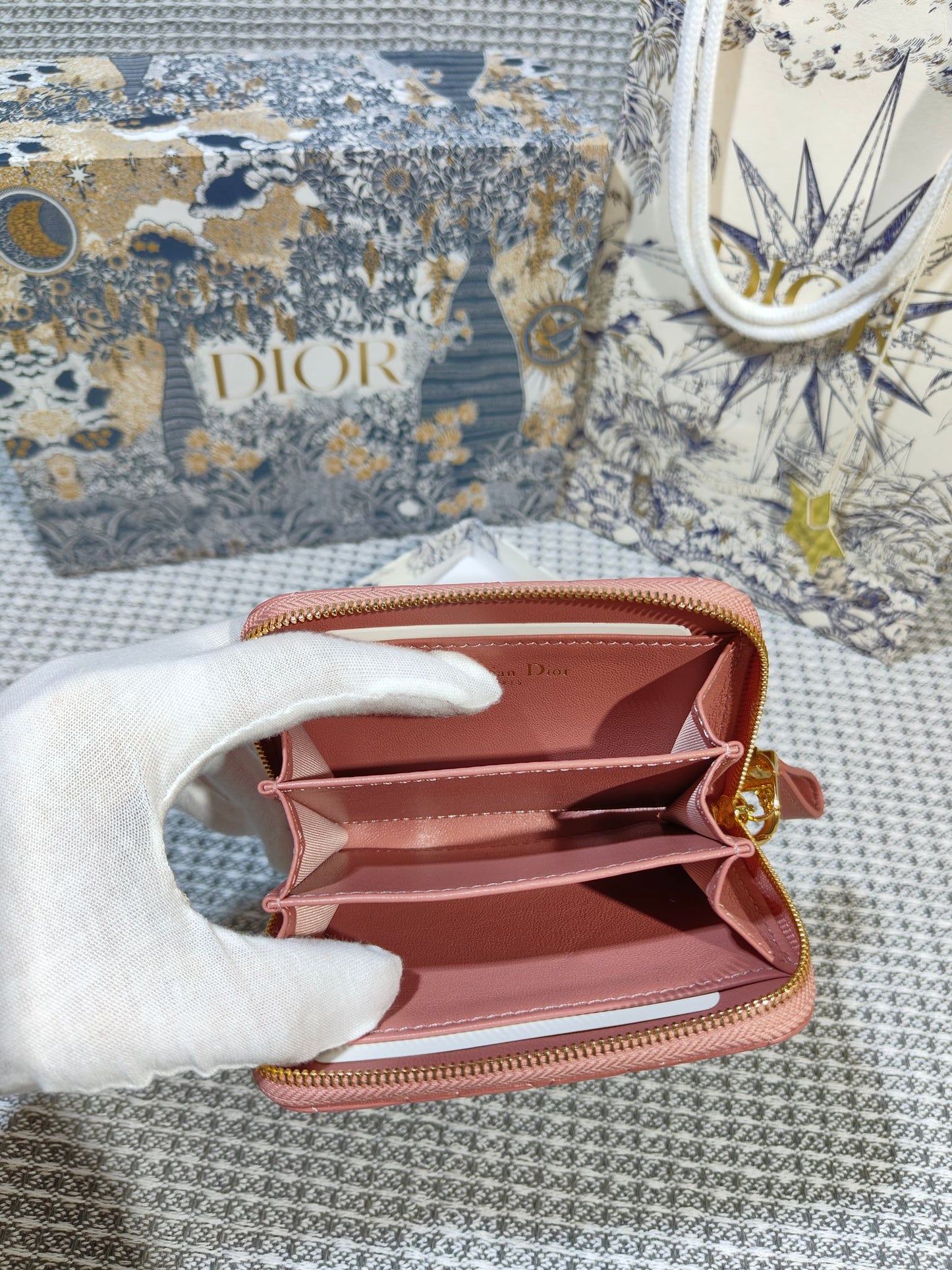 Dior Caro Scarlet Wallet Pink High Grade