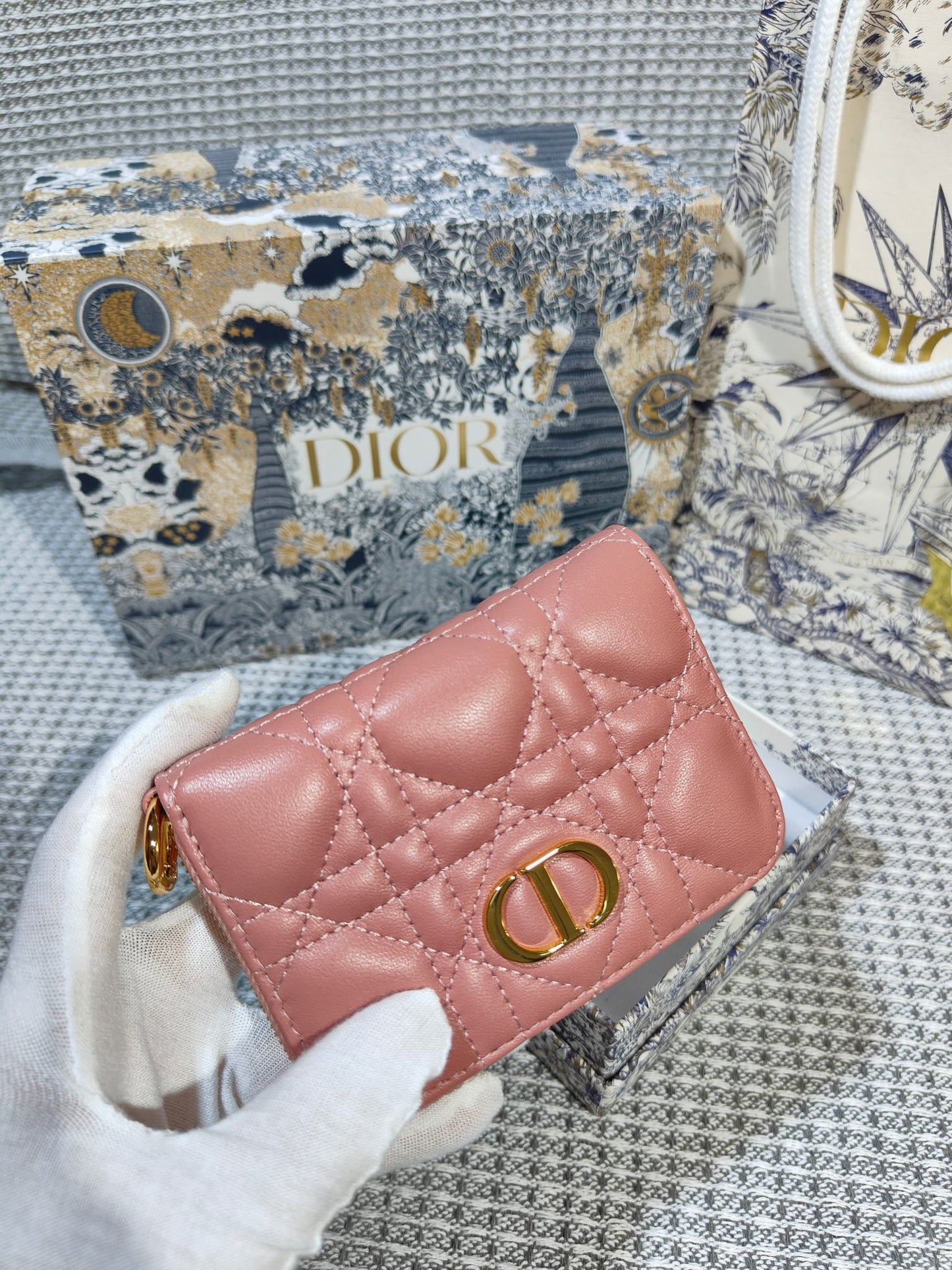 Dior Caro Scarlet Wallet Pink High Grade