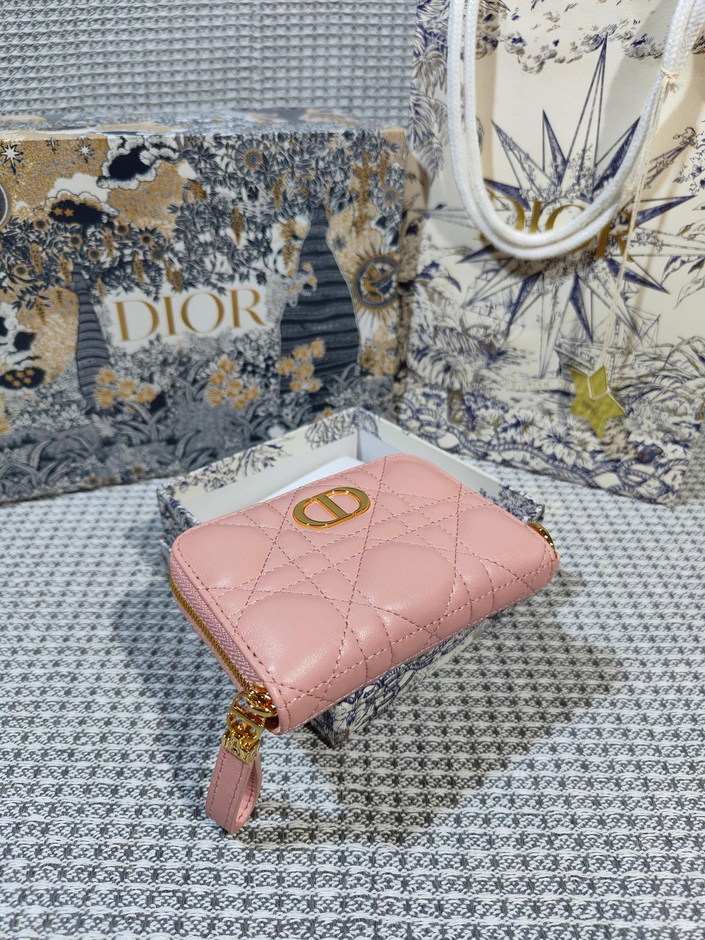 Dior Caro Scarlet Wallet Pink High Grade