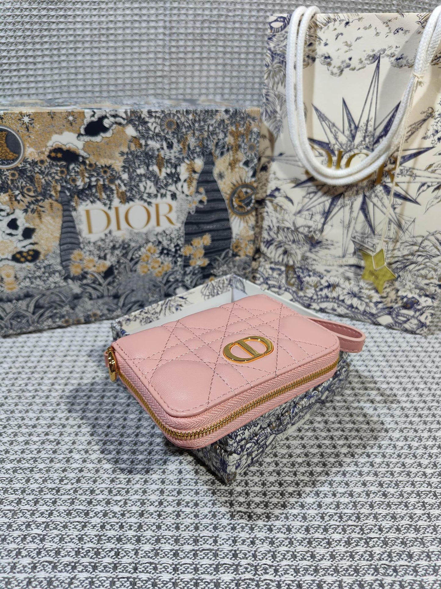 Dior Caro Scarlet Wallet Pink High Grade