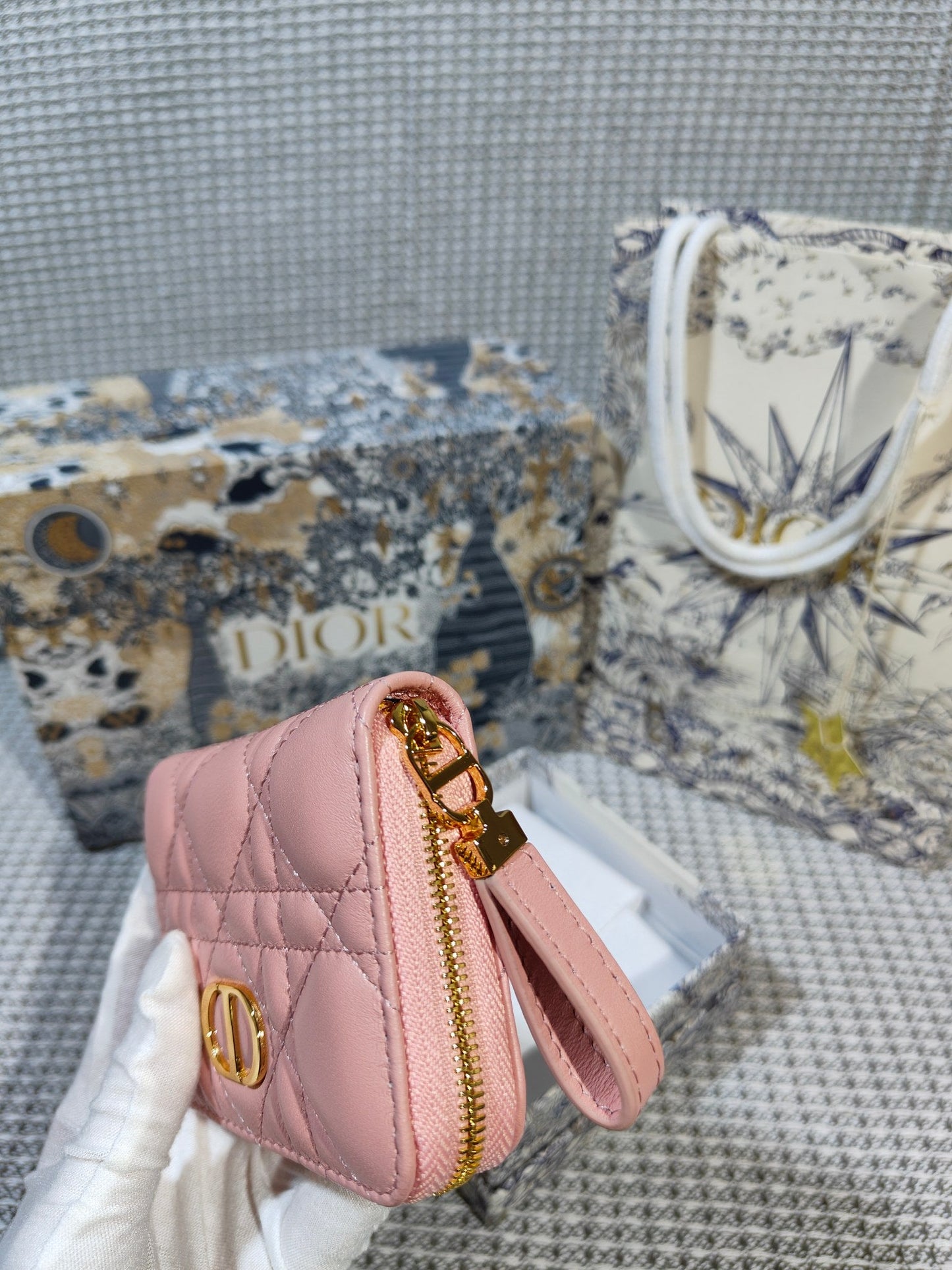 Dior Caro Scarlet Wallet Pink High Grade