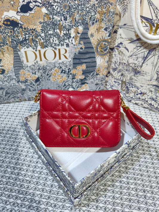 Dior Caro Scarlet Wallet Red High Grade