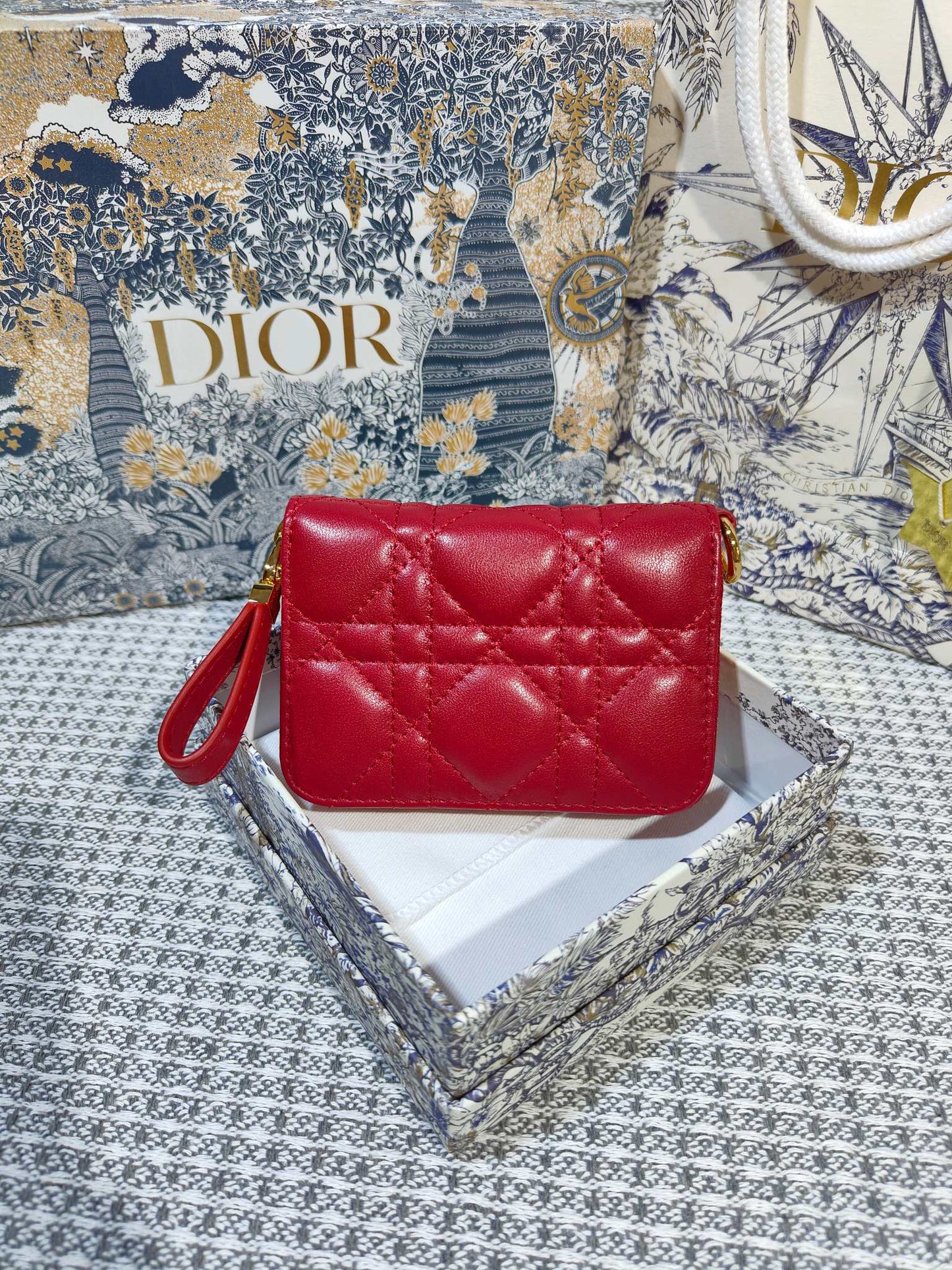 Dior Caro Scarlet Wallet Red High Grade