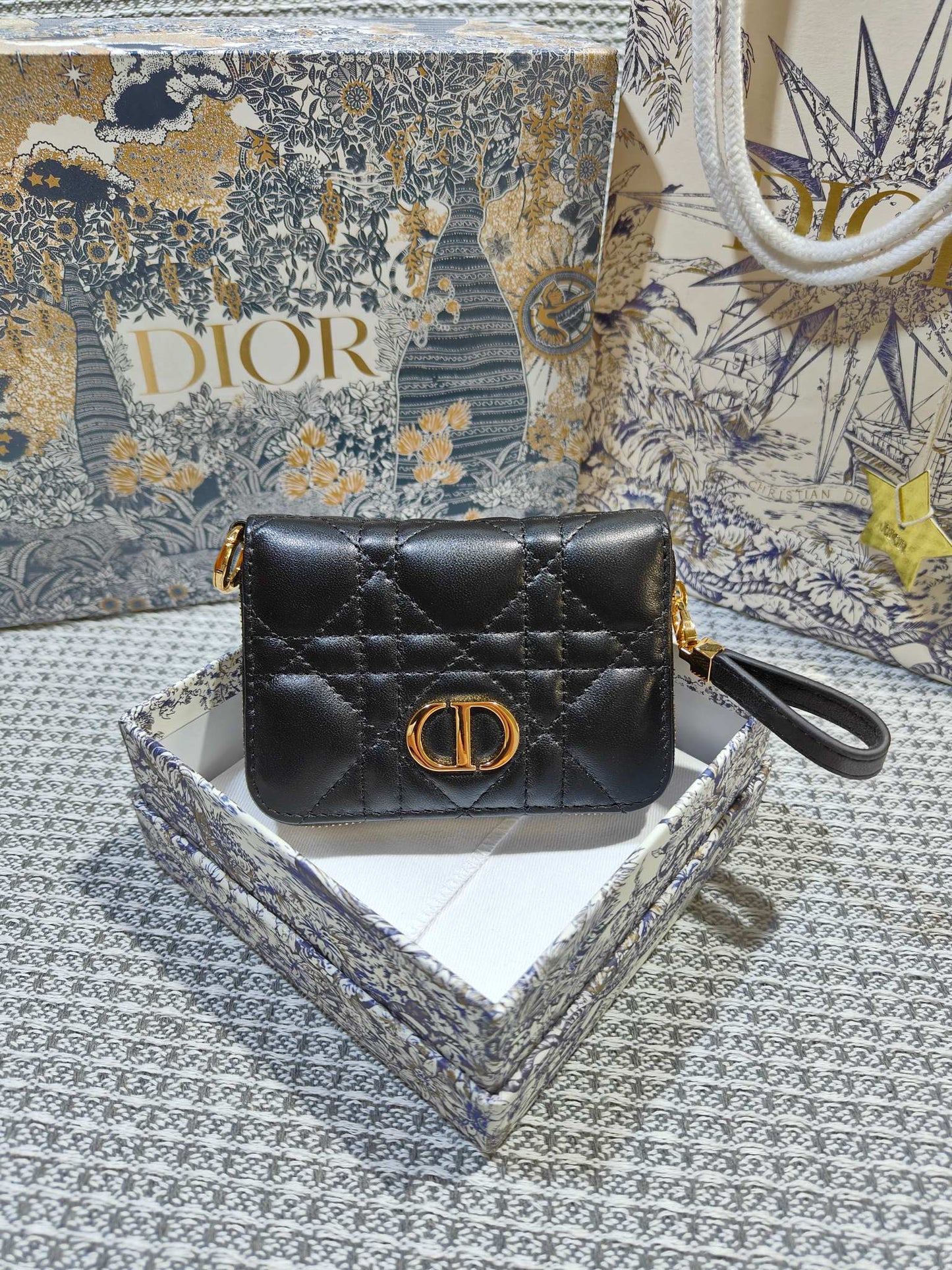 Dior Caro Scarlet Wallet Black High Grade