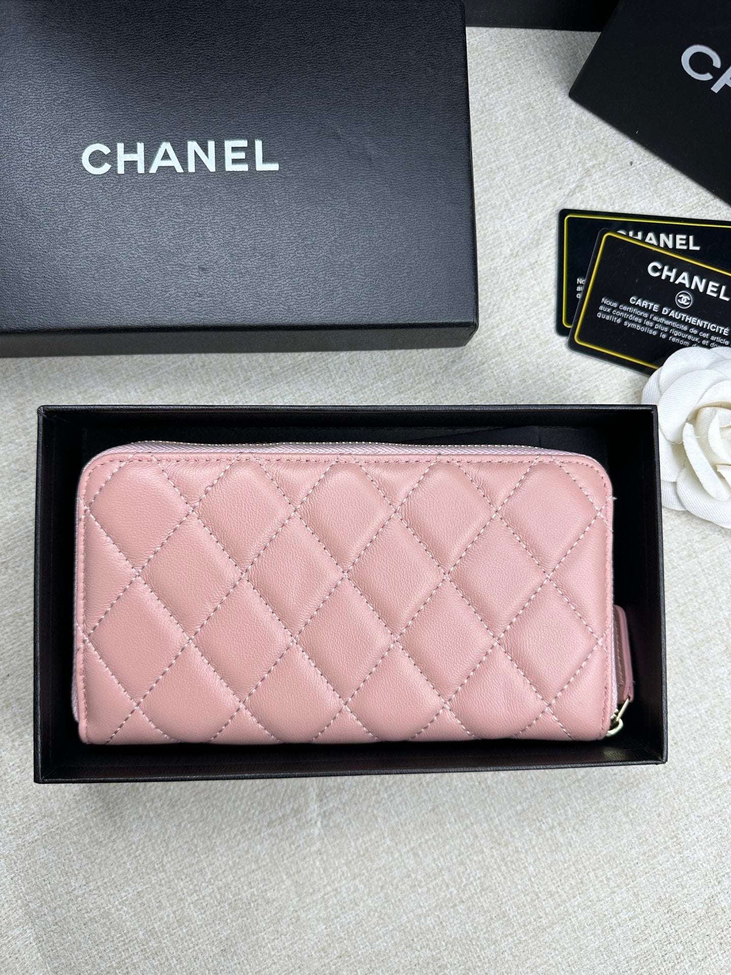 Chanel Pink Long Zipped Wallet High Grade