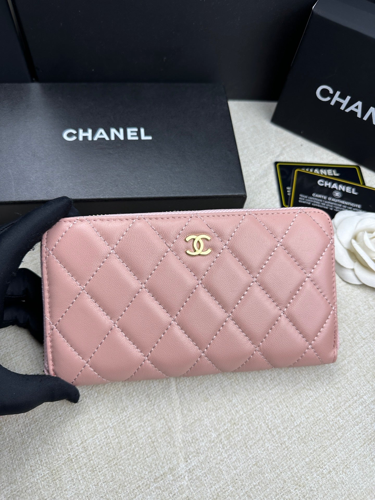 Chanel Pink Long Zipped Wallet High Grade