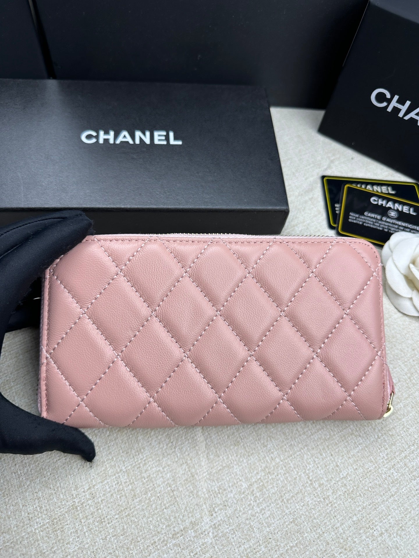 Chanel Pink Long Zipped Wallet High Grade