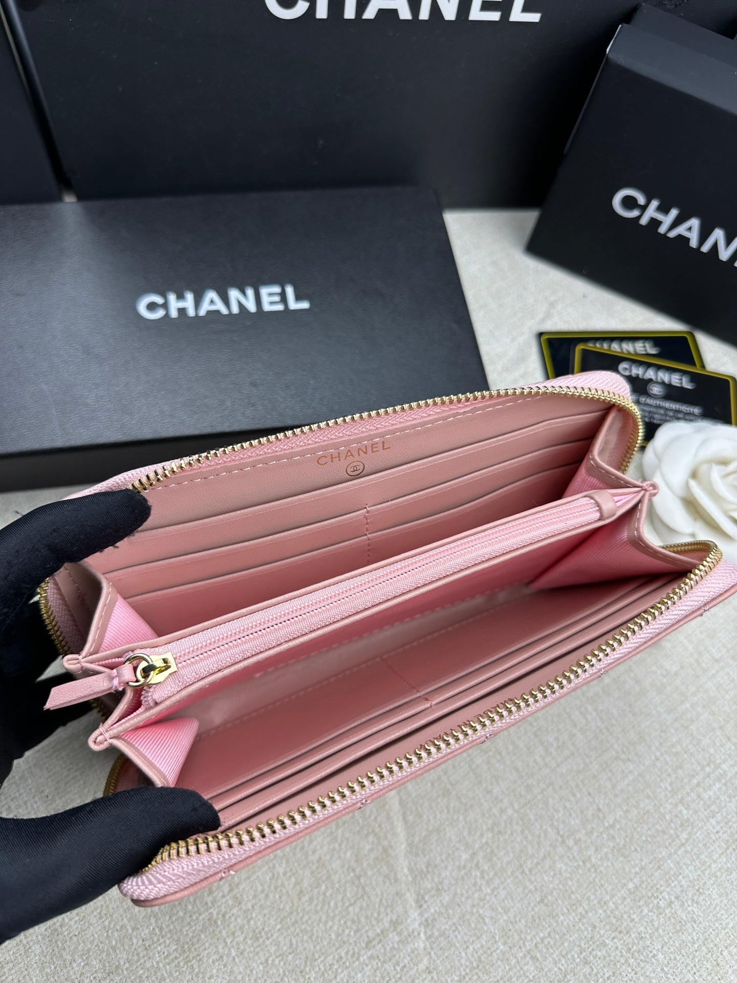 Chanel Pink Long Zipped Wallet High Grade