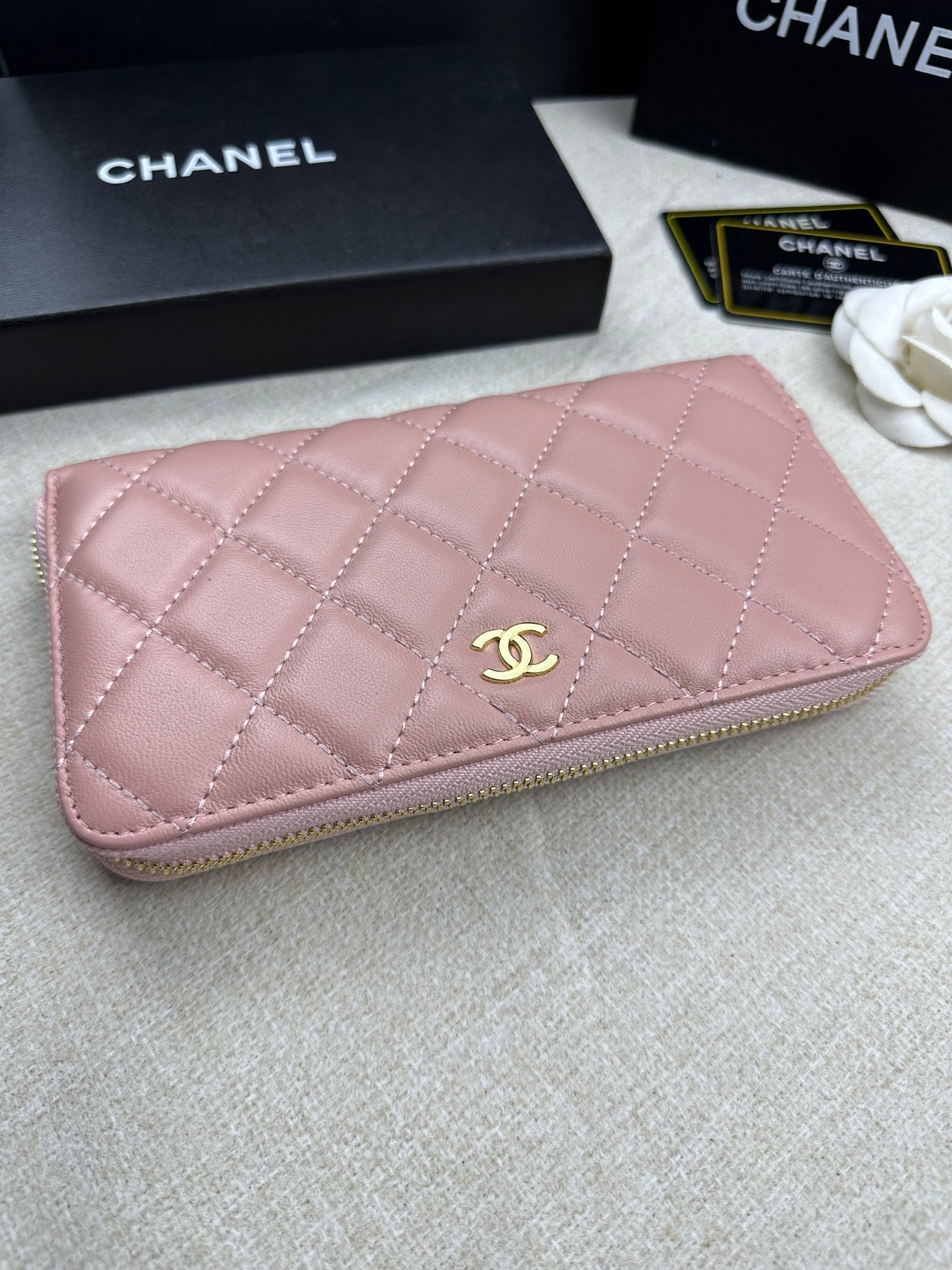 Chanel Pink Long Zipped Wallet High Grade