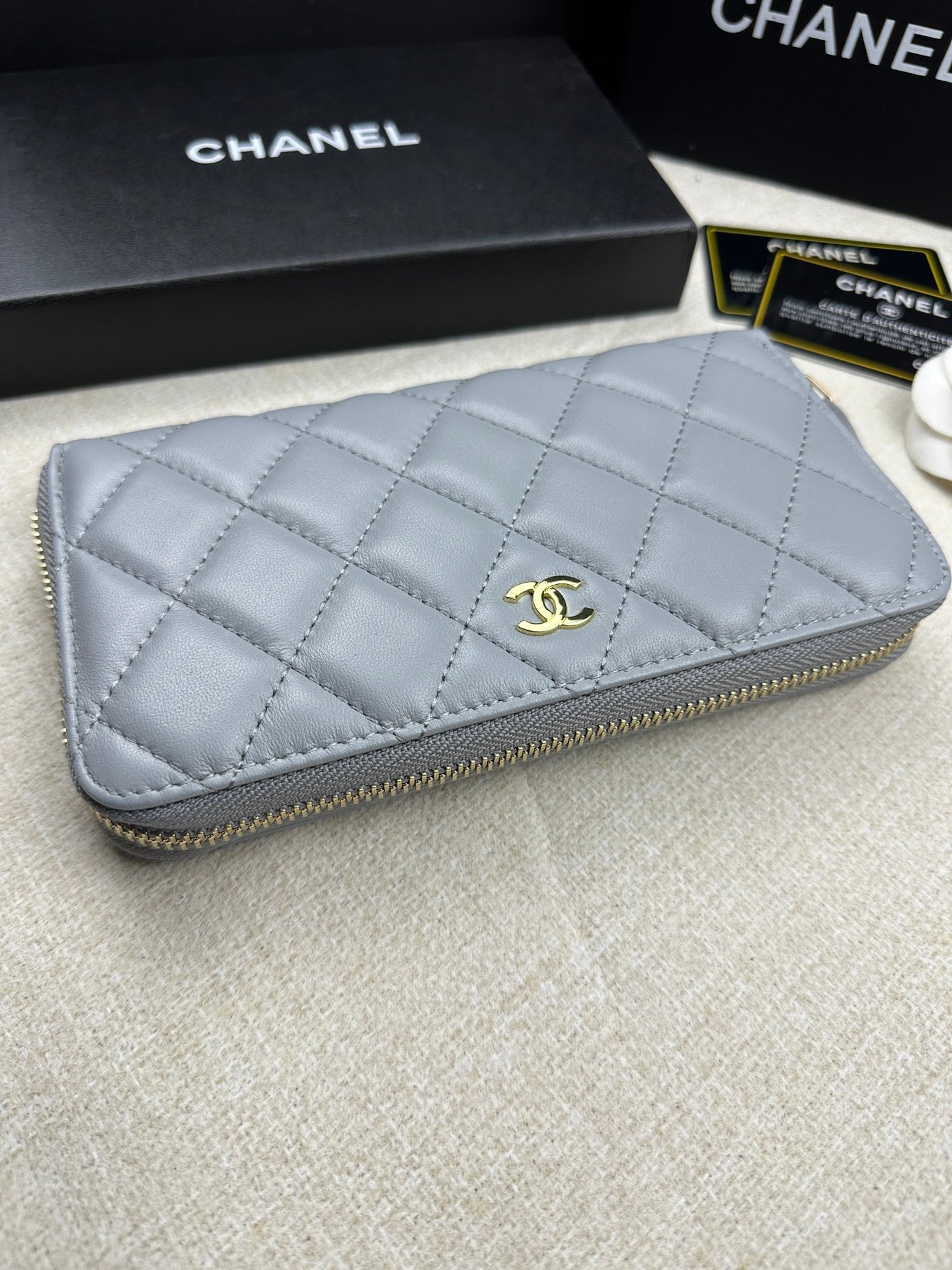 Chanel Grey Long Zipped Wallet High Grade